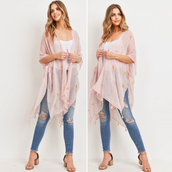 Pink & Golden star kimono - Picture 2 of 13